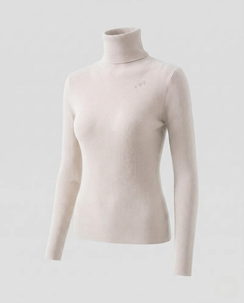 Damen Enganliegender Rollkragenpullover aus Angora-Mix mit flauschiger Oberfläche Nord Taschen