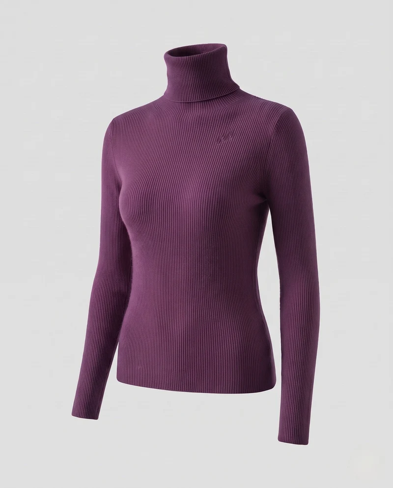 Damen Enganliegender Rollkragenpullover aus Angora-Mix mit flauschiger Oberfläche Nord Taschen