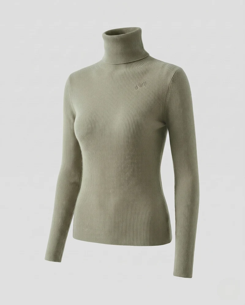 Damen Enganliegender Rollkragenpullover aus Angora-Mix mit flauschiger Oberfläche Nord Taschen