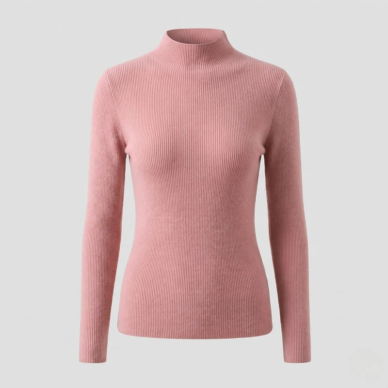 Damen Eleganter Slim-Fit Rollkragenpullover aus flauschigem Angora-Mix mit feiner Rippstruktur Nord Taschen