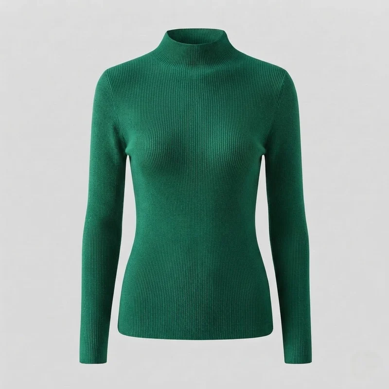 Damen Eleganter Slim-Fit Rollkragenpullover aus flauschigem Angora-Mix mit feiner Rippstruktur Nord Taschen