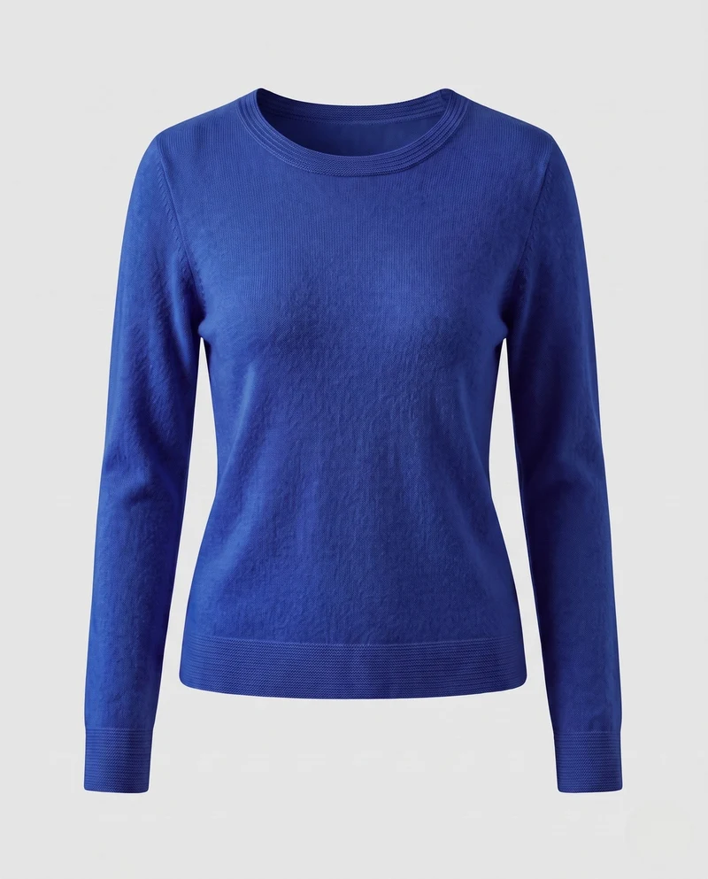 Damen Eleganter Feinstrick-Rundhals-Pullover mit Angora-Optik und verlängerten Bündchen Nord Taschen