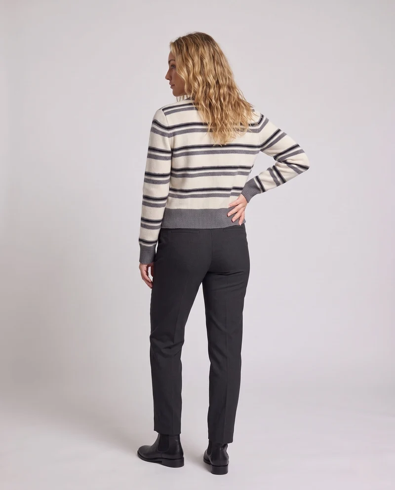 Damen Gestreifter Kurzcardigan im Retro‑College‑Look aus softem Wollmix mit Kontrastbündchen Nord Taschen