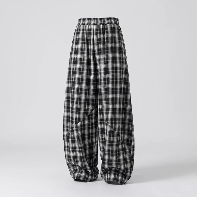 Damen modische Karottenhosen mit kariertem Muster Nord Taschen