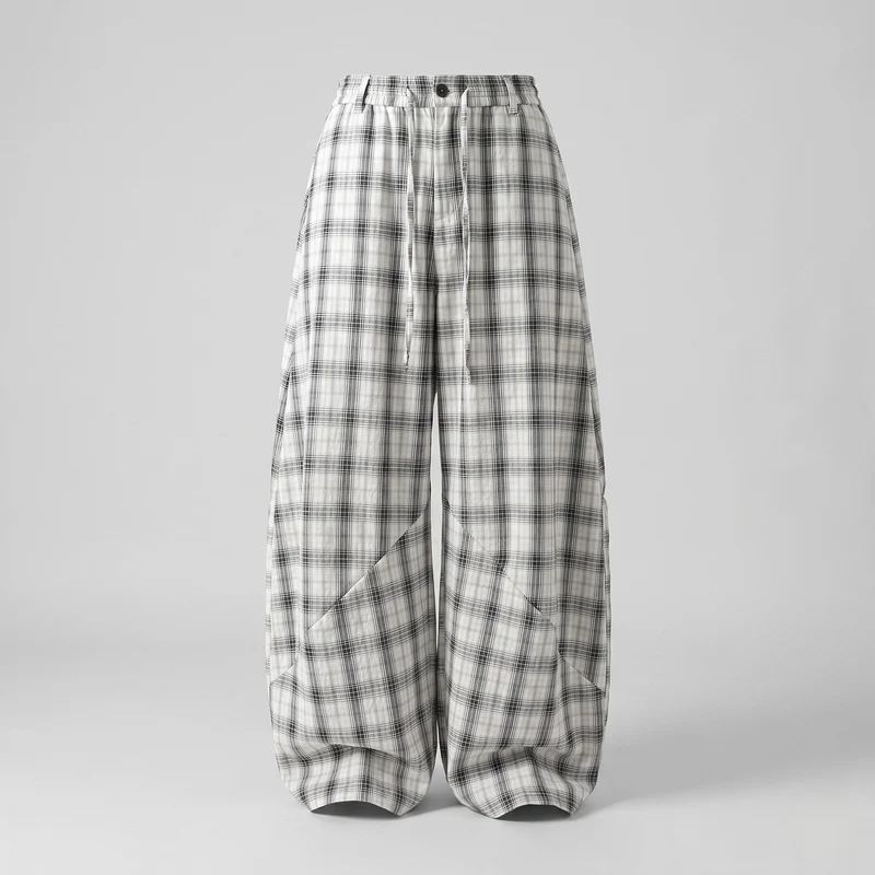 Damen modische Karottenhosen mit kariertem Muster Nord Taschen