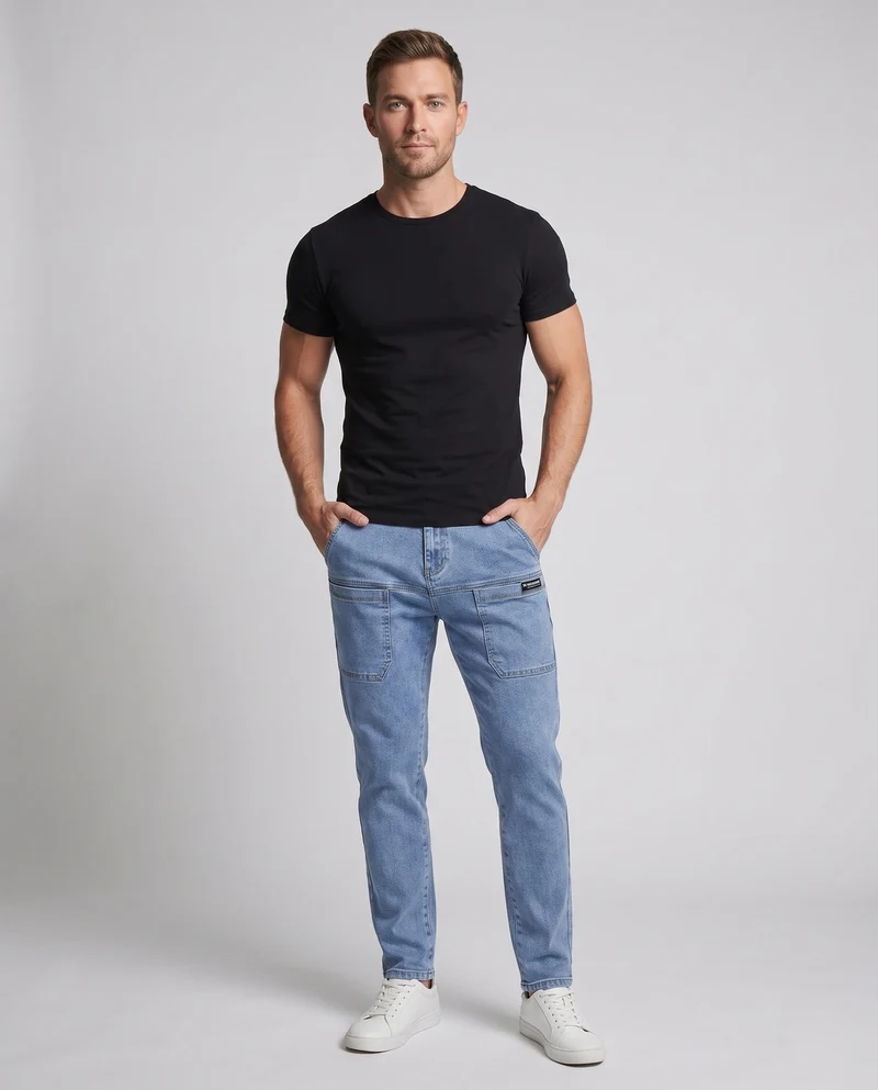 Herren Modische Slim-Fit Jeans Nord Taschen