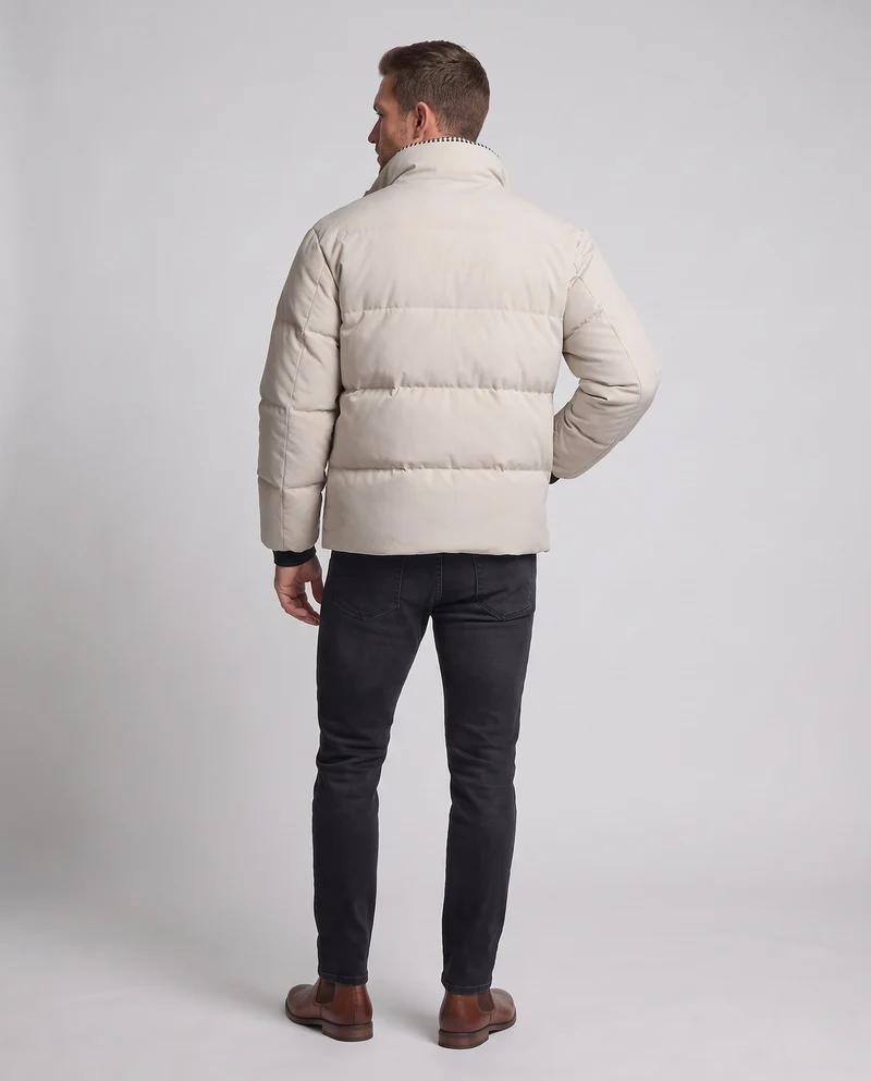 Herren Wattierte Thermo-Steppjacke mit hohem Kontrastkragen & verdeckter Druckknopfblende Nord Taschen