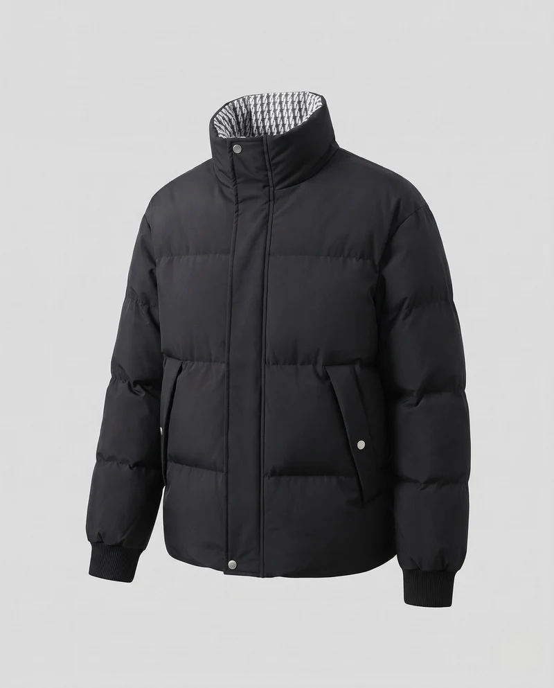 Herren Wattierte Thermo-Steppjacke mit hohem Kontrastkragen & verdeckter Druckknopfblende Nord Taschen