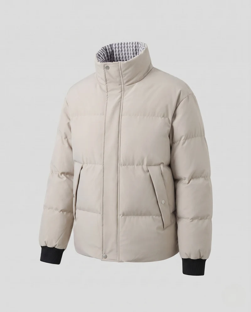 Herren Wattierte Thermo-Steppjacke mit hohem Kontrastkragen & verdeckter Druckknopfblende Nord Taschen