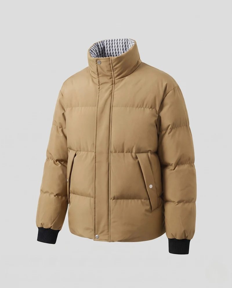Herren Wattierte Thermo-Steppjacke mit hohem Kontrastkragen & verdeckter Druckknopfblende Nord Taschen