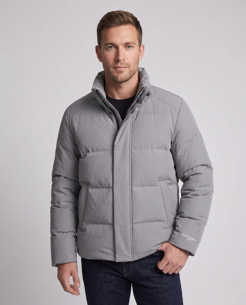 Herren Wattierte Pufferjacke mit hohem Stehkragen, verdecktem Reißverschluss & Druckknopfblende Nord Taschen