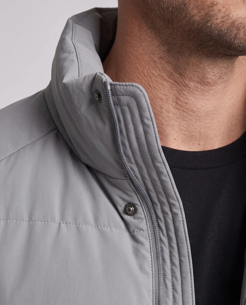 Herren Wattierte Pufferjacke mit hohem Stehkragen, verdecktem Reißverschluss & Druckknopfblende Nord Taschen