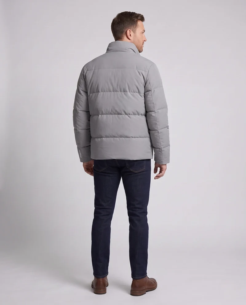 Herren Wattierte Pufferjacke mit hohem Stehkragen, verdecktem Reißverschluss & Druckknopfblende Nord Taschen