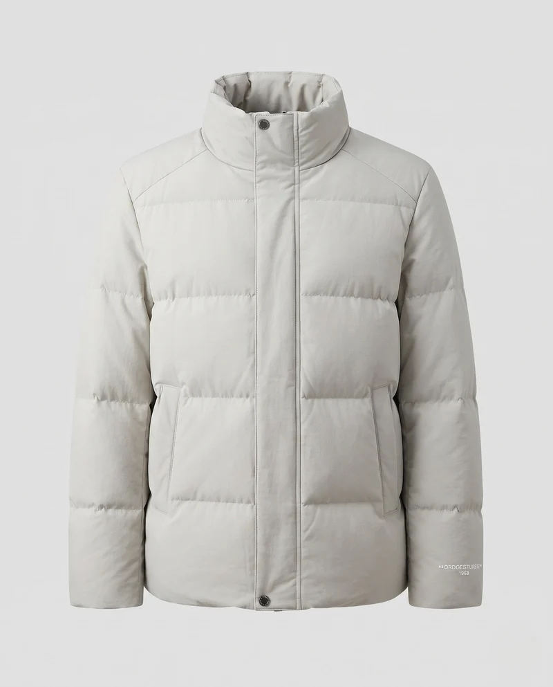 Herren Wattierte Pufferjacke mit hohem Stehkragen, verdecktem Reißverschluss & Druckknopfblende Nord Taschen