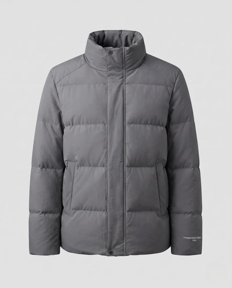 Herren Wattierte Pufferjacke mit hohem Stehkragen, verdecktem Reißverschluss & Druckknopfblende Nord Taschen