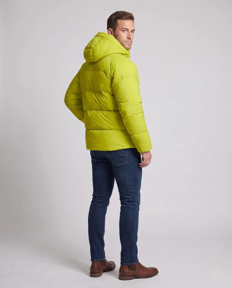 Herren Wattierte Langparka mit Thermoisolierung, hoher Kapuze und Zwei-Wege-Reißverschluss Nord Taschen