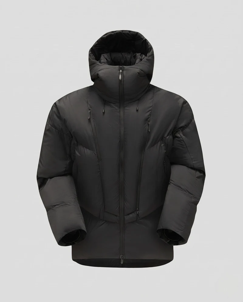 Herren Wattierte Langparka mit Thermoisolierung, hoher Kapuze und Zwei-Wege-Reißverschluss Nord Taschen