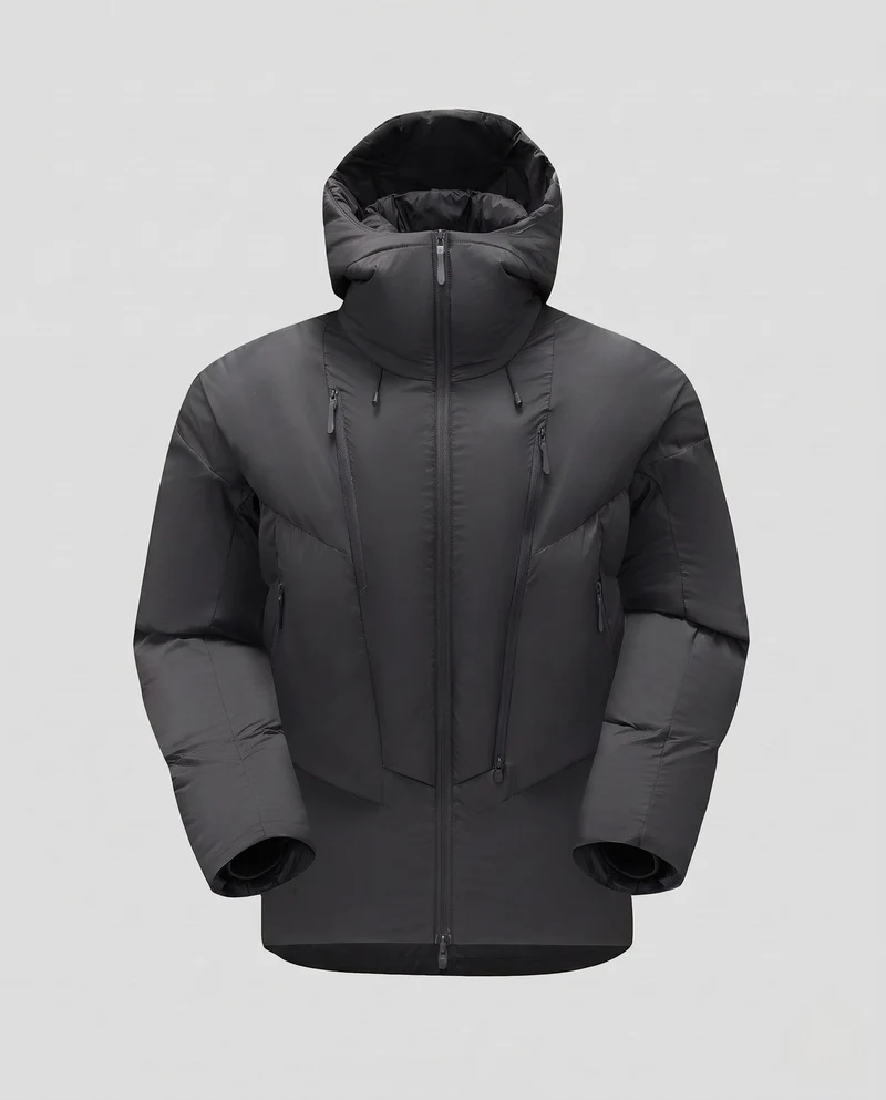 Herren Wattierte Langparka mit Thermoisolierung, hoher Kapuze und Zwei-Wege-Reißverschluss Nord Taschen