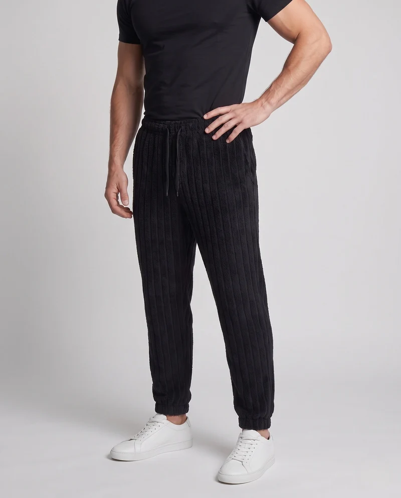Herren Wattierte Loungewear-Jogginghose mit Kordelzug und geripptem Strukturfleece Nord Taschen