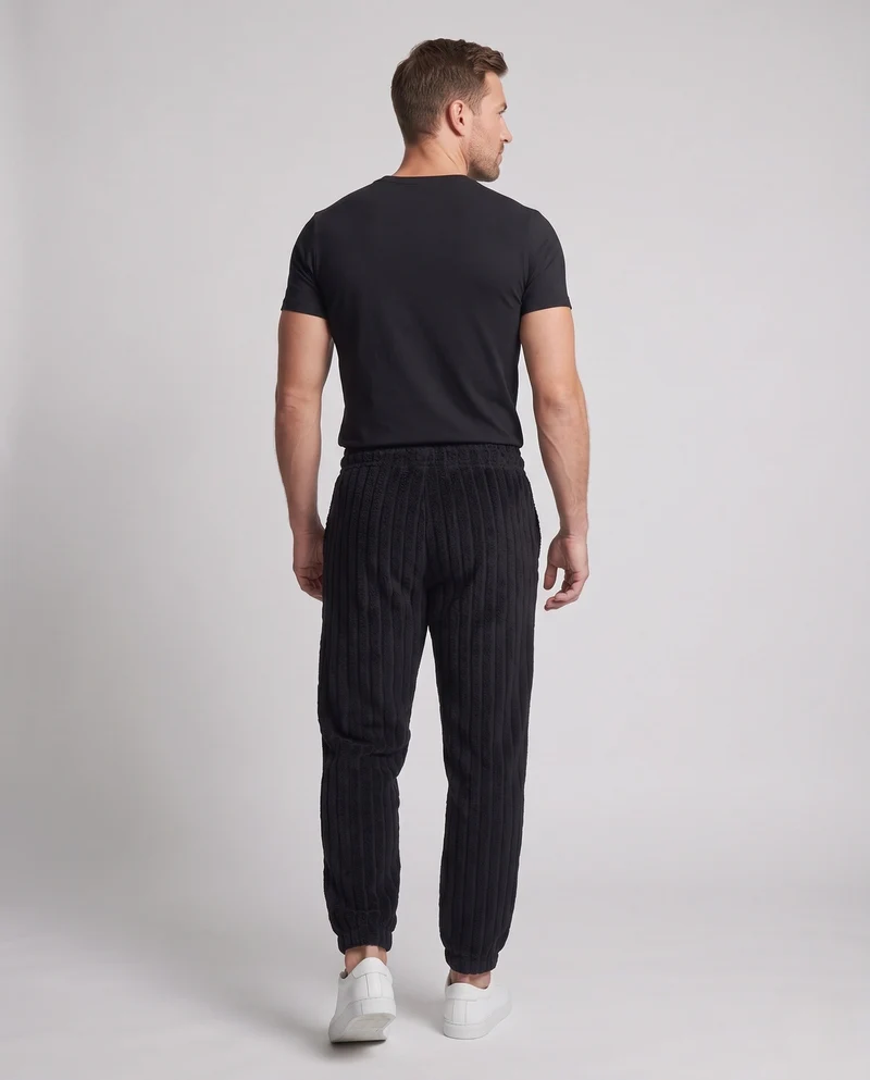 Herren Wattierte Loungewear-Jogginghose mit Kordelzug und geripptem Strukturfleece Nord Taschen