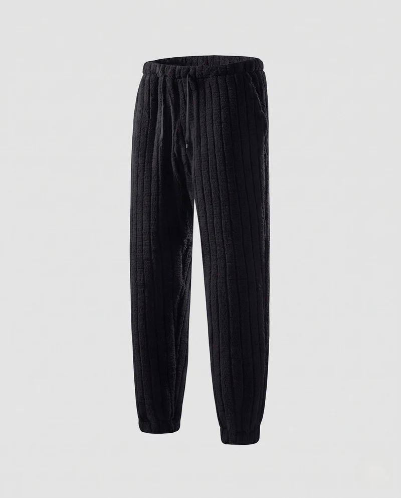 Herren Wattierte Loungewear-Jogginghose mit Kordelzug und geripptem Strukturfleece Nord Taschen