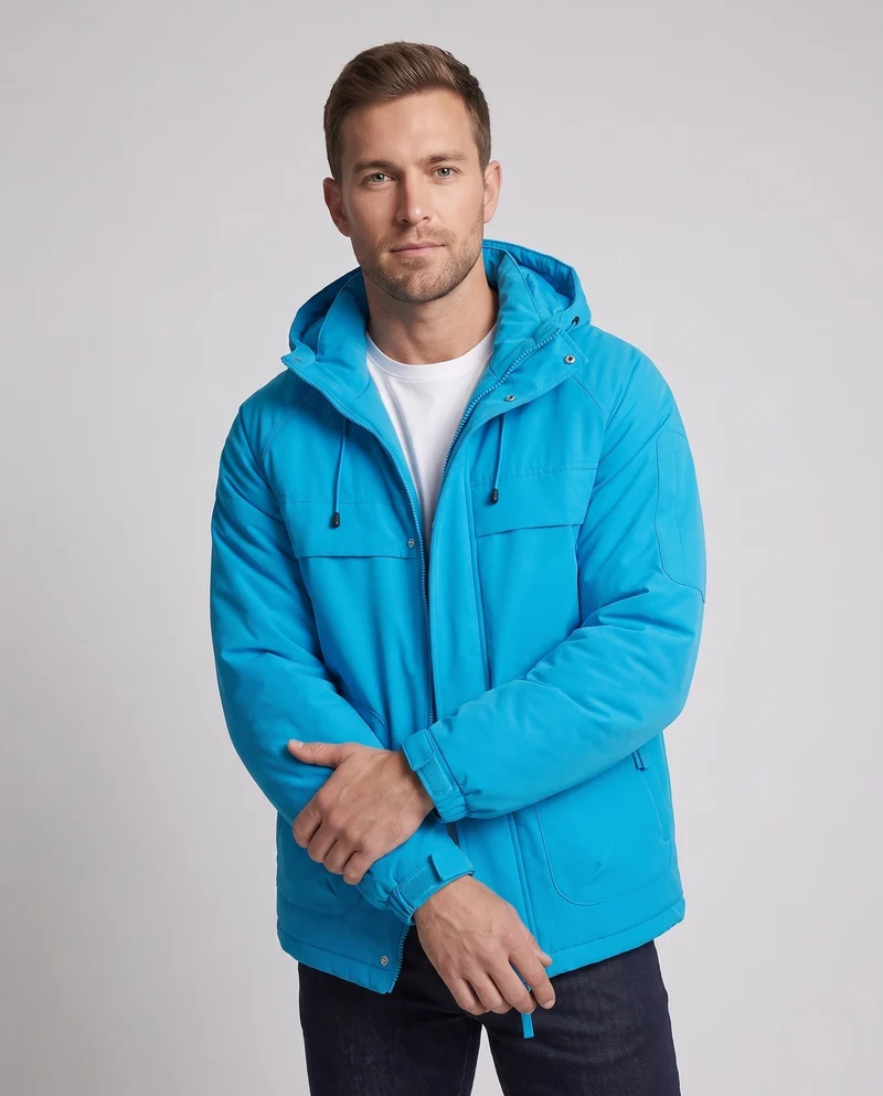 Herren Wattierte Kapuzenjacke mit winddichter Hülle, Thermofutter & Utility-Taschen Nord Taschen