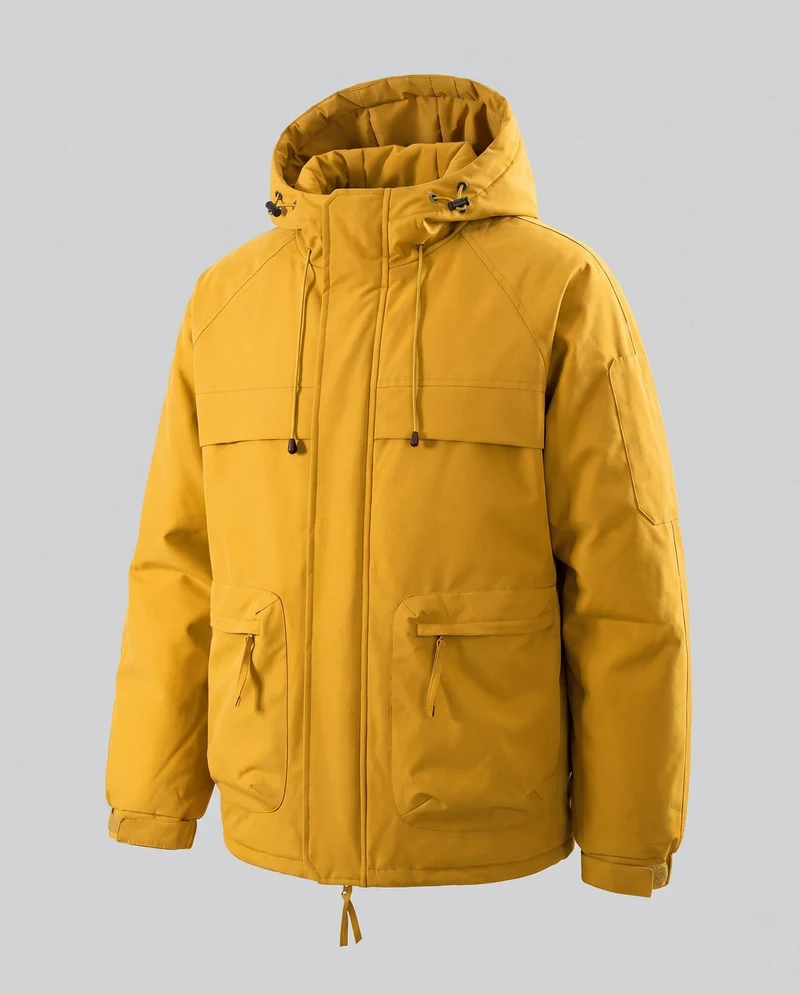 Herren Wattierte Kapuzenjacke mit winddichter Hülle, Thermofutter & Utility-Taschen Nord Taschen