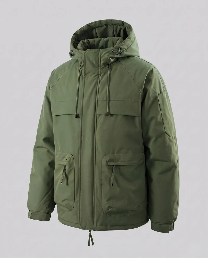 Herren Wattierte Kapuzenjacke mit winddichter Hülle, Thermofutter & Utility-Taschen Nord Taschen