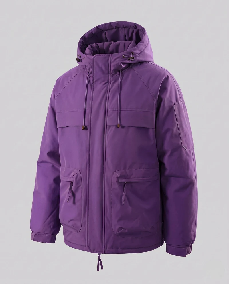 Herren Wattierte Kapuzenjacke mit winddichter Hülle, Thermofutter & Utility-Taschen Nord Taschen