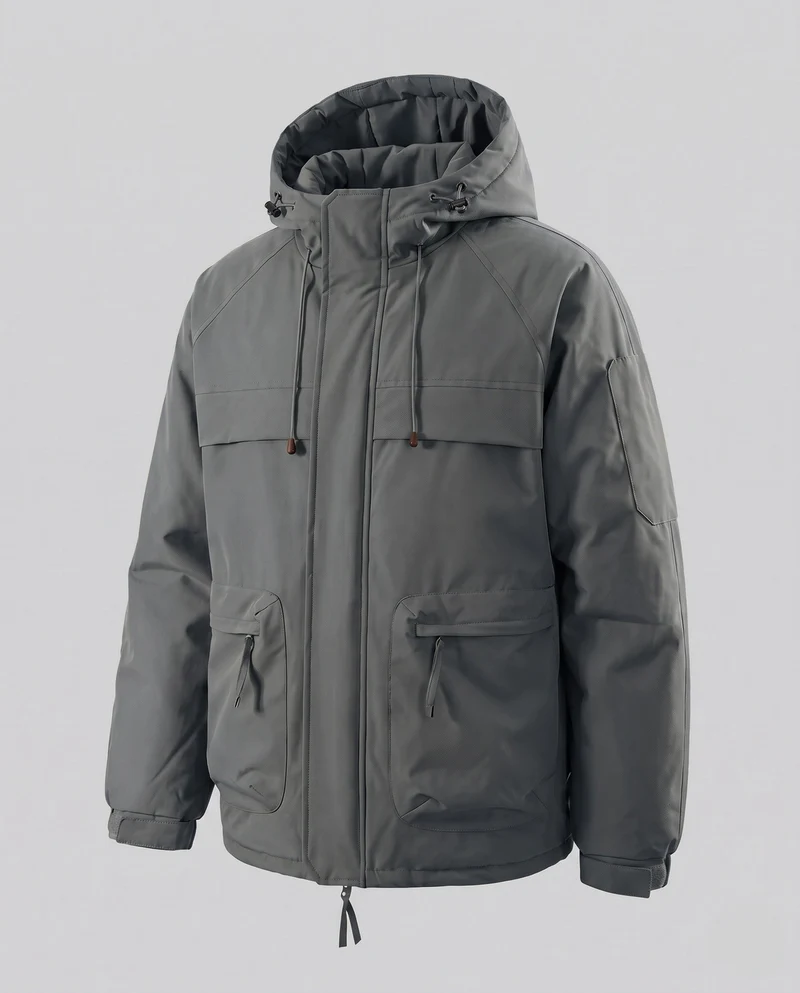 Herren Wattierte Kapuzenjacke mit winddichter Hülle, Thermofutter & Utility-Taschen Nord Taschen