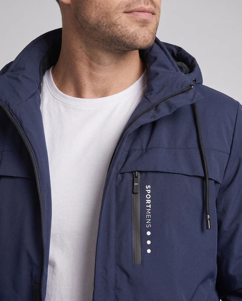 Herren Wattierte Kapuzen‑Übergangsjacke mit Teddyfutter & winddichter Hülle Nord Taschen