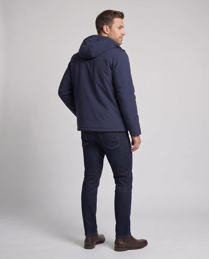 Herren Wattierte Kapuzen‑Übergangsjacke mit Teddyfutter & winddichter Hülle Nord Taschen