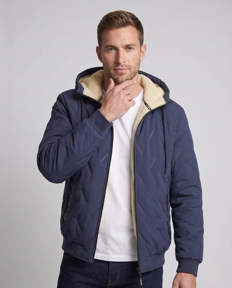 Herren Wattierte Kapuzenjacke mit Teddyfutter, Thermoisolierung & geripptem Abschluss Nord Taschen