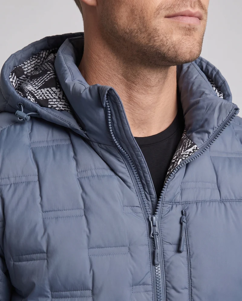 Herren Wattierte Kapuzen‑Jacke mit Wabenstepp, hohem Kragen & Reißverschlusstaschen Nord Taschen