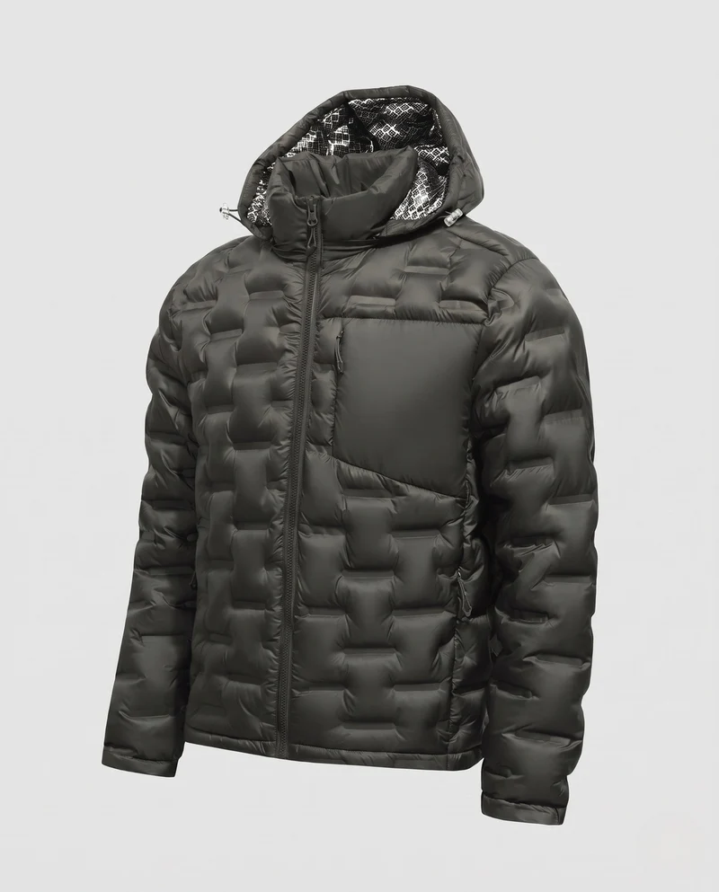 Herren Wattierte Kapuzen‑Jacke mit Wabenstepp, hohem Kragen & Reißverschlusstaschen Nord Taschen
