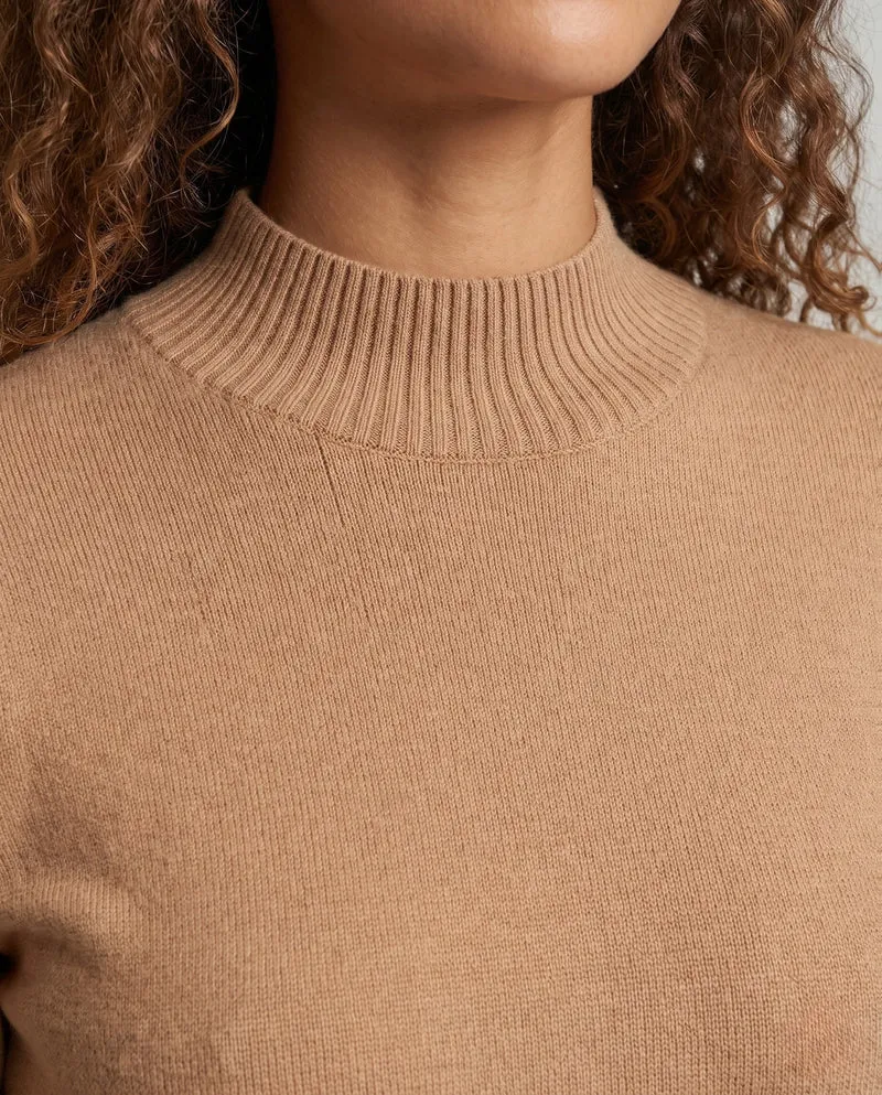Damen Feiner Strickpullover mit kurzem Stehkragen Nord Taschen