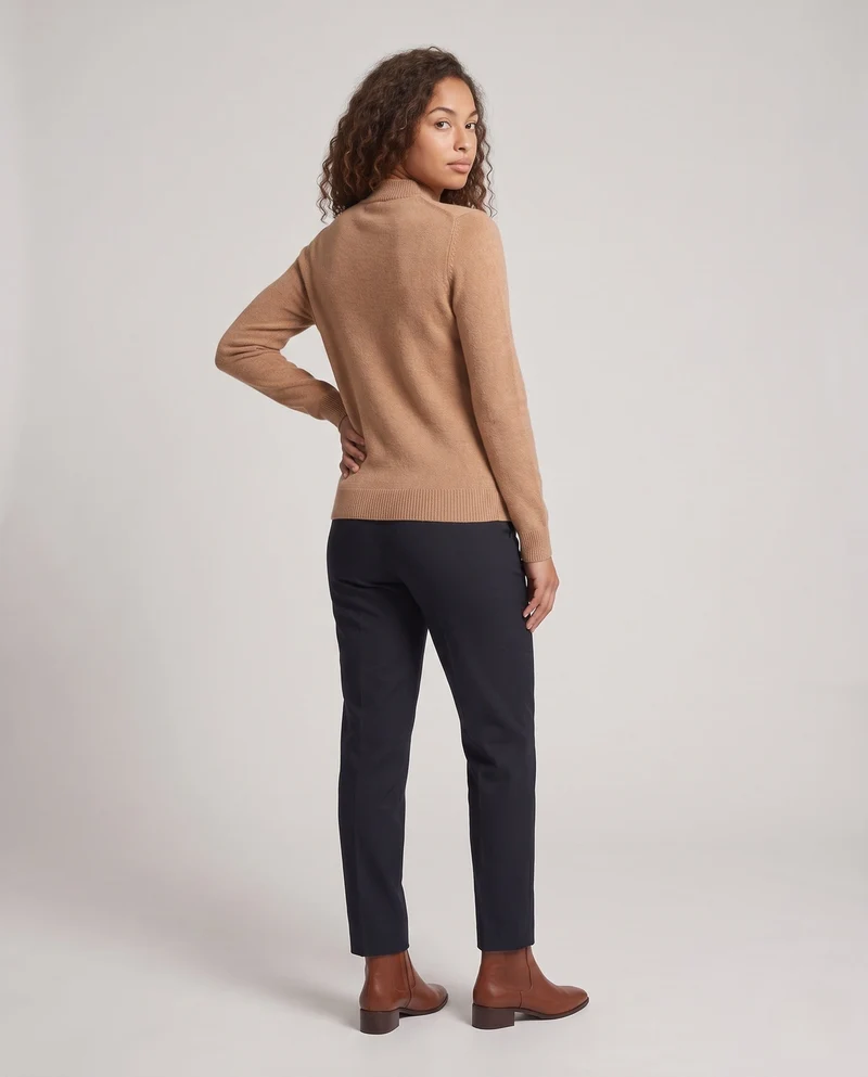 Damen Feiner Strickpullover mit kurzem Stehkragen Nord Taschen