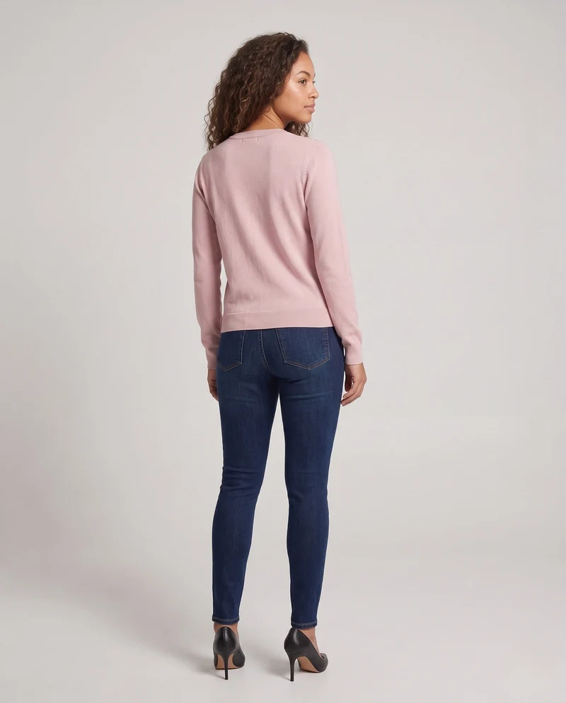 Damen Feiner Strickcardigan mit Schmuckstein‑Besatz, Rundhalsausschnitt und Knopfleiste Nord Taschen
