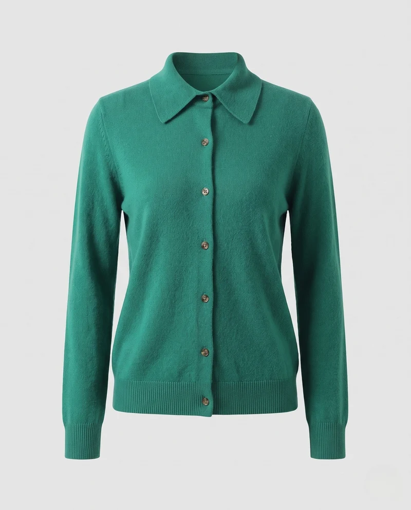 Damen Feiner Strick-Cardigan mit Hemdkragen, durchgehender Knopfleiste und kaschmirweicher Qualität Nord Taschen