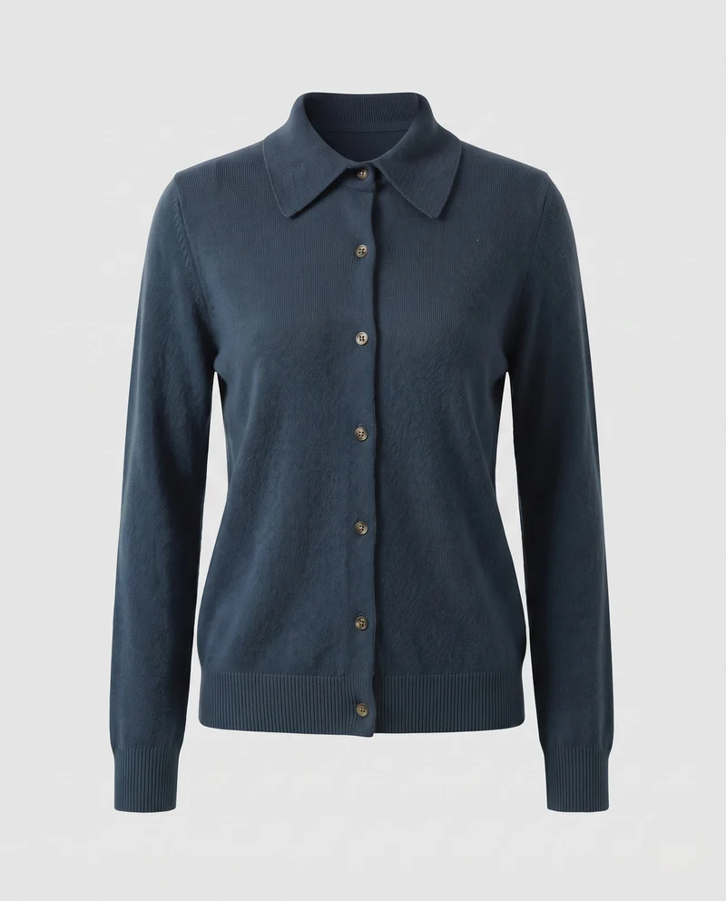 Damen Feiner Strick-Cardigan mit Hemdkragen, durchgehender Knopfleiste und kaschmirweicher Qualität Nord Taschen