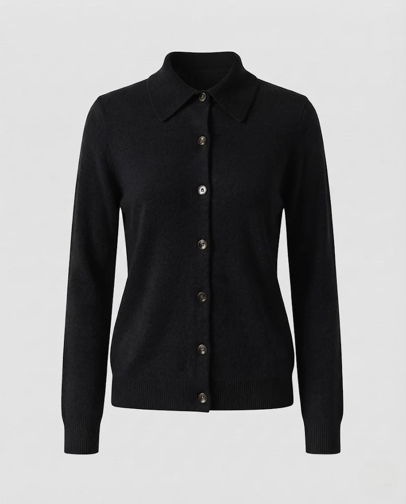 Damen Feiner Strick-Cardigan mit Hemdkragen, durchgehender Knopfleiste und kaschmirweicher Qualität Nord Taschen