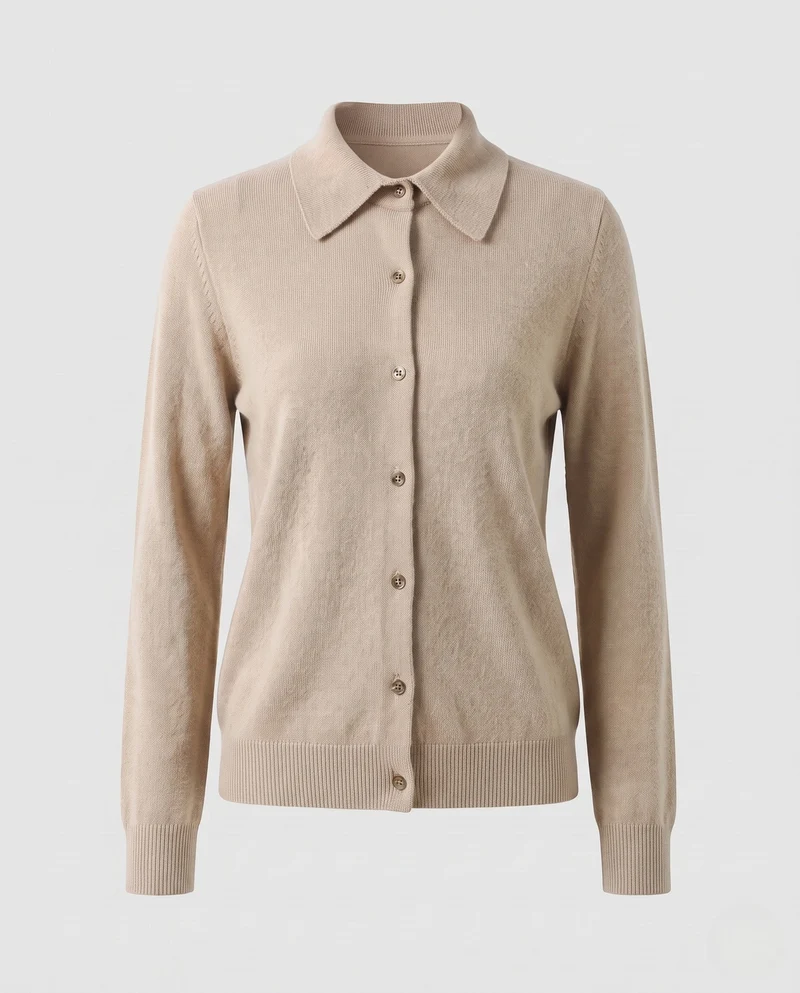 Damen Feiner Strick-Cardigan mit Hemdkragen, durchgehender Knopfleiste und kaschmirweicher Qualität Nord Taschen