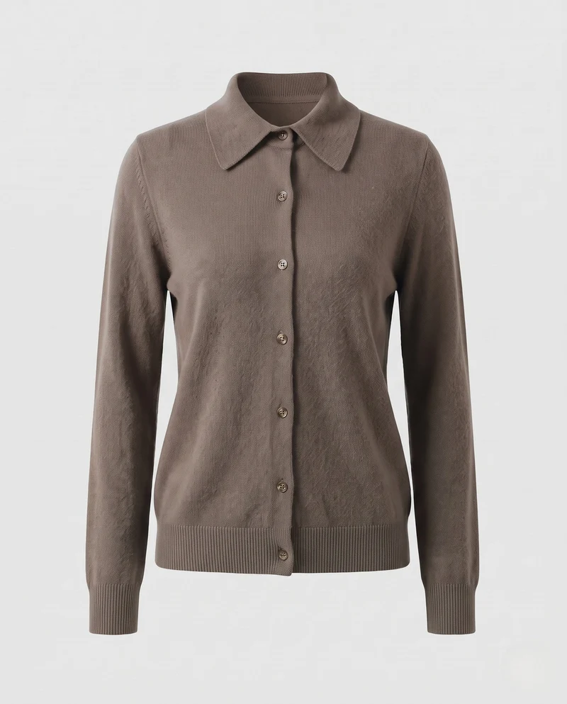 Damen Feiner Strick-Cardigan mit Hemdkragen, durchgehender Knopfleiste und kaschmirweicher Qualität Nord Taschen