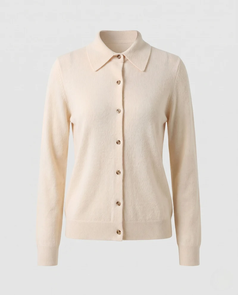 Damen Feiner Strick-Cardigan mit Hemdkragen, durchgehender Knopfleiste und kaschmirweicher Qualität Nord Taschen