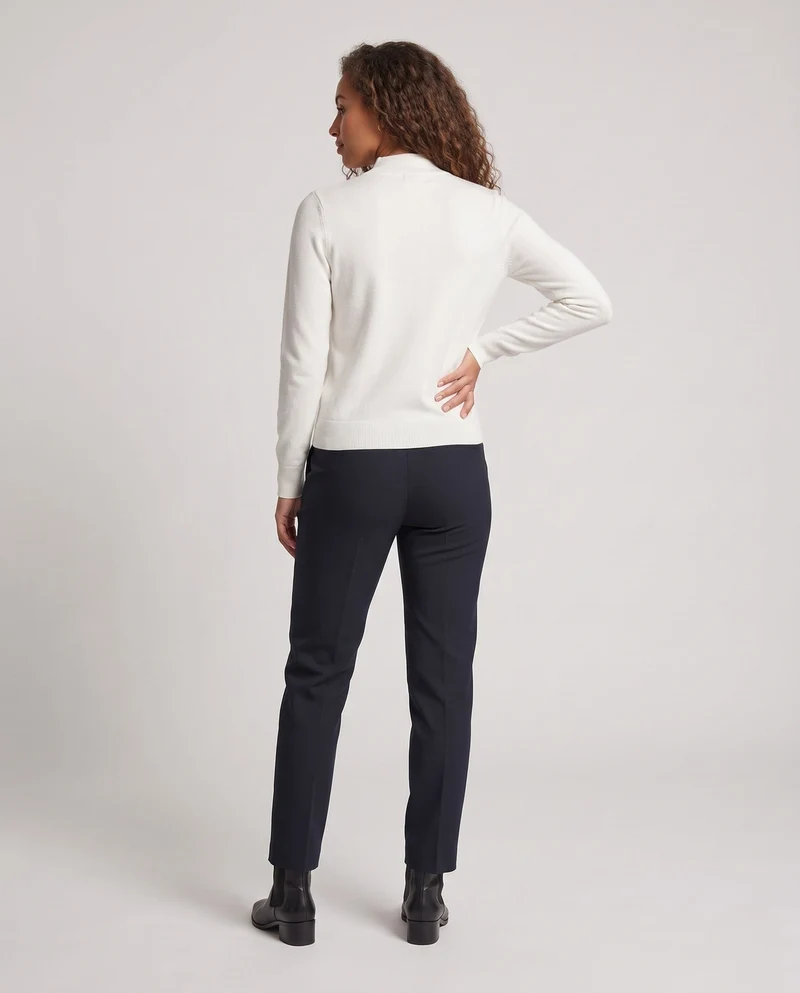 Damen Feiner Stehkragenpullover mit Schulterknopf-Detail und kaschmirähnlichem Finish Nord Taschen