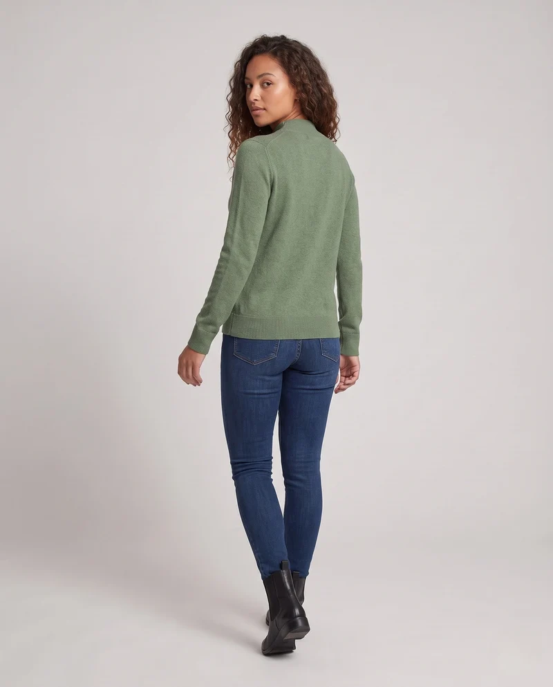 Damen Feiner Stehkragenpullover mit strukturierter Yoke‑Passe und Kaschmir‑Look Nord Taschen