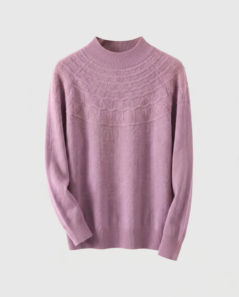 Damen Feiner Stehkragenpullover mit strukturierter Yoke‑Passe und Kaschmir‑Look Nord Taschen
