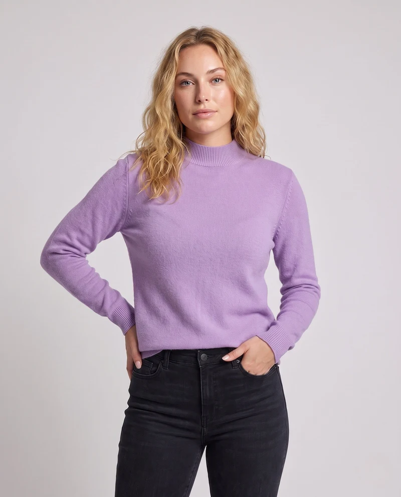 Damen Eleganter Feinstrick-Pullover mit kurzem Stehkragen und flauschiger Angora-Optik Nord Taschen