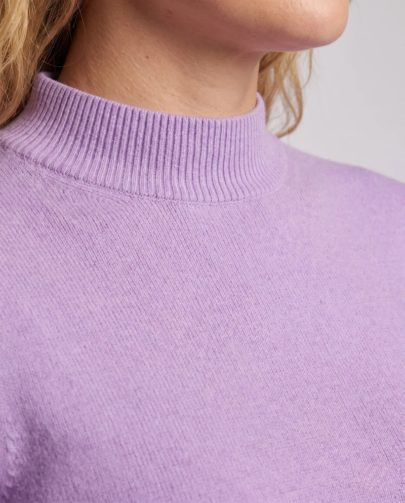 Damen Eleganter Feinstrick-Pullover mit kurzem Stehkragen und flauschiger Angora-Optik Nord Taschen