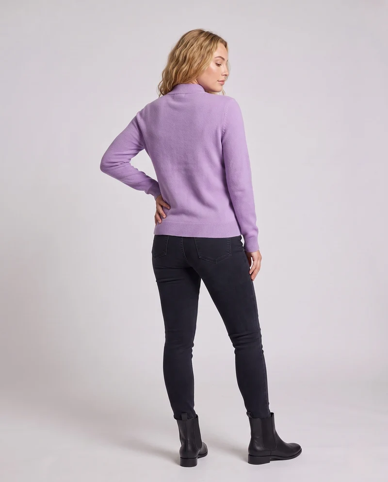 Damen Eleganter Feinstrick-Pullover mit kurzem Stehkragen und flauschiger Angora-Optik Nord Taschen
